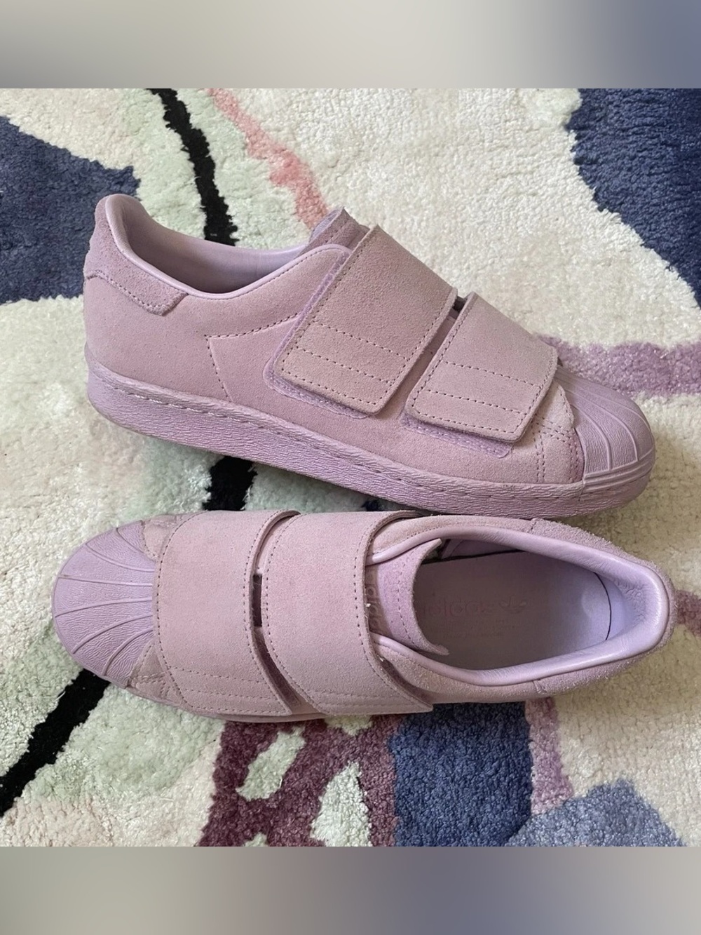 Adidas Superstar suede sneakers wide straps clear lilac purple B28043 size 6